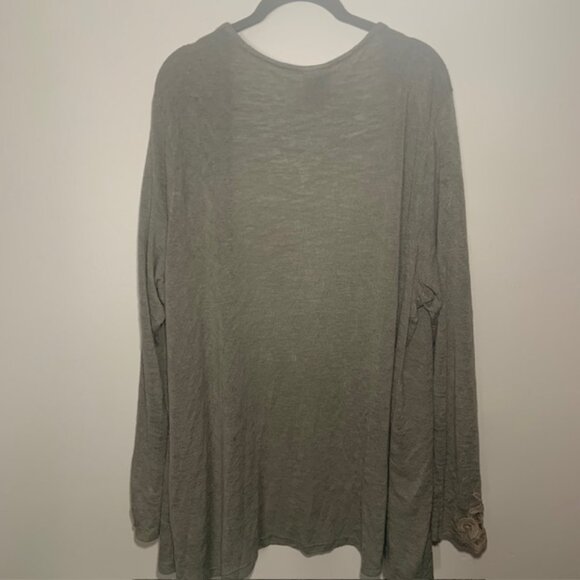 Bobeau Boho Feminine Crochet Detail Open Flowy Muted Sage Cardigan Top- Size 3X - Picture 7 of 7